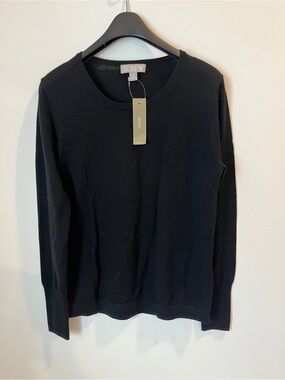 NWT J. Crew 100% Merino Wool Black Crewneck Knit Top XS